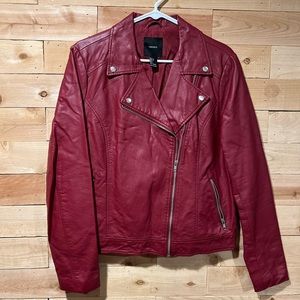 SOLD Forever 21 red faux leather jacket